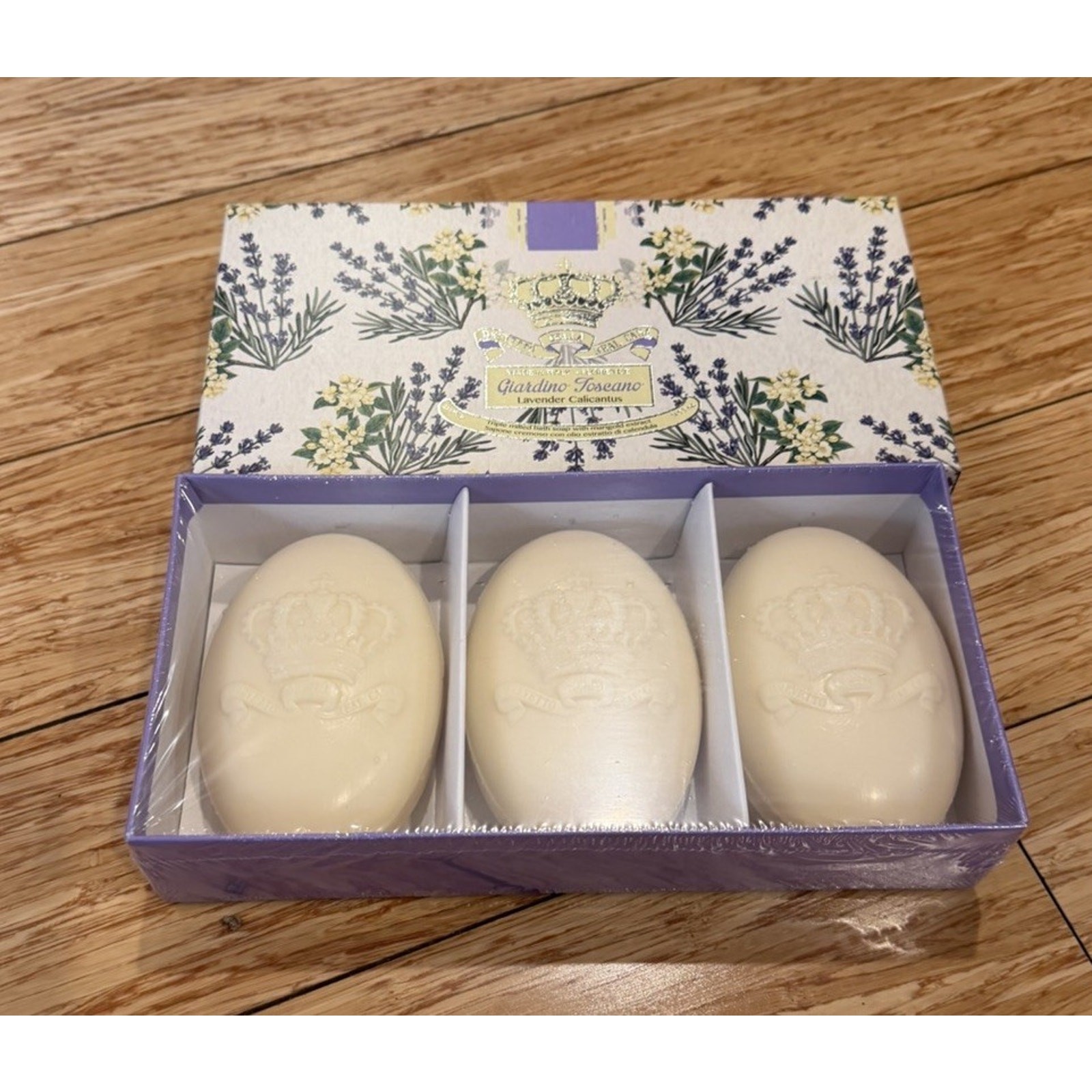 3 Giardino Toscano Triple Milled Bath Soaps Lavender Calicantus Italy 15.9oz New