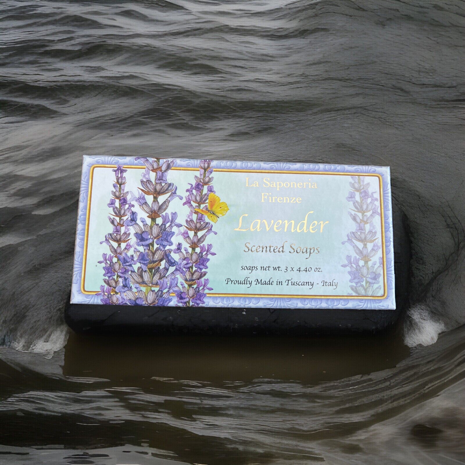 Box Set of 3 Lavender Scented Soaps Tuscany Italy Sealed 4.40 oz