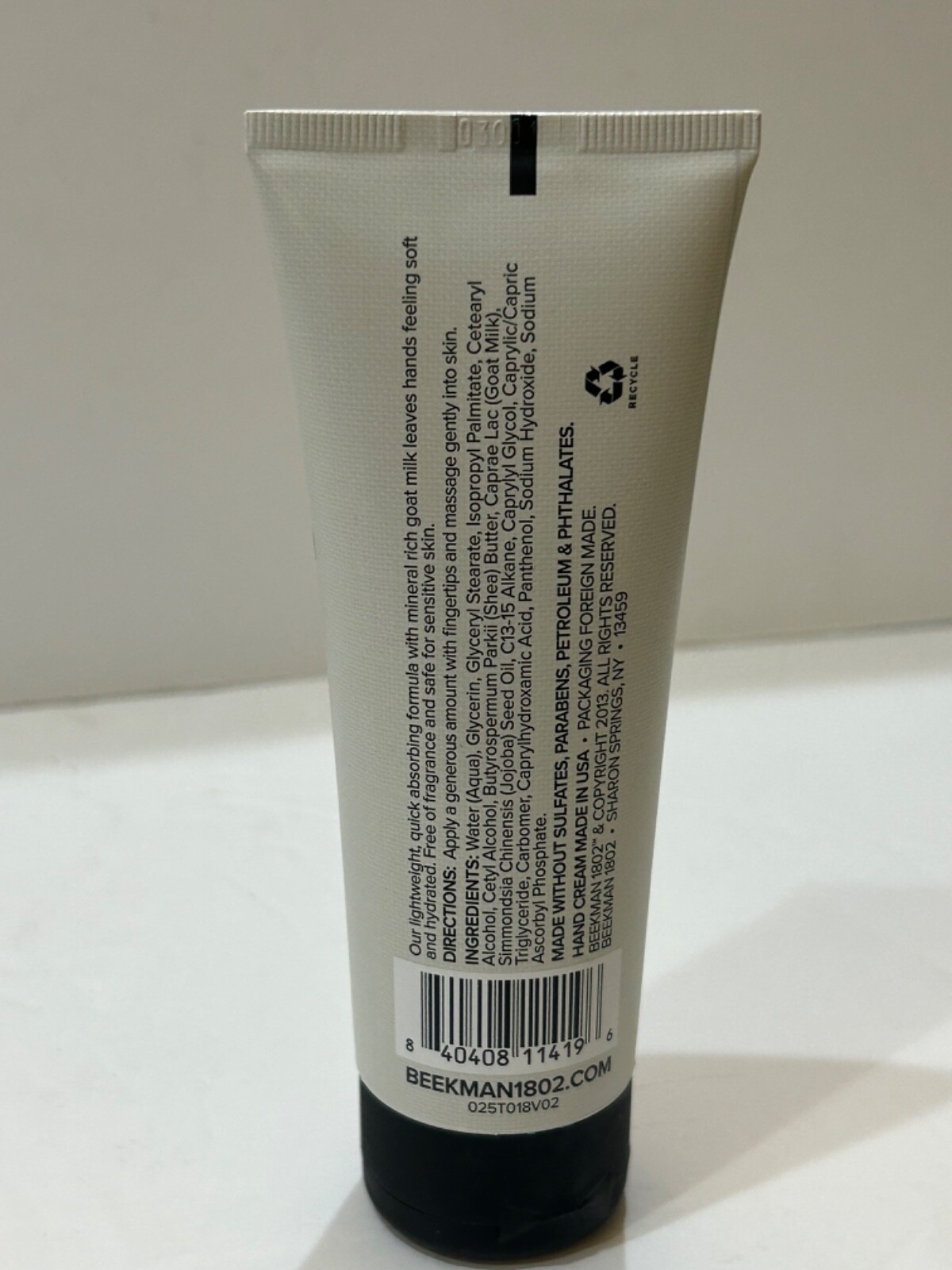 BEEKMAN 1802 PURE GOAT MILK FRAGRANCE FREE HAND CREAM 3.4 Oz