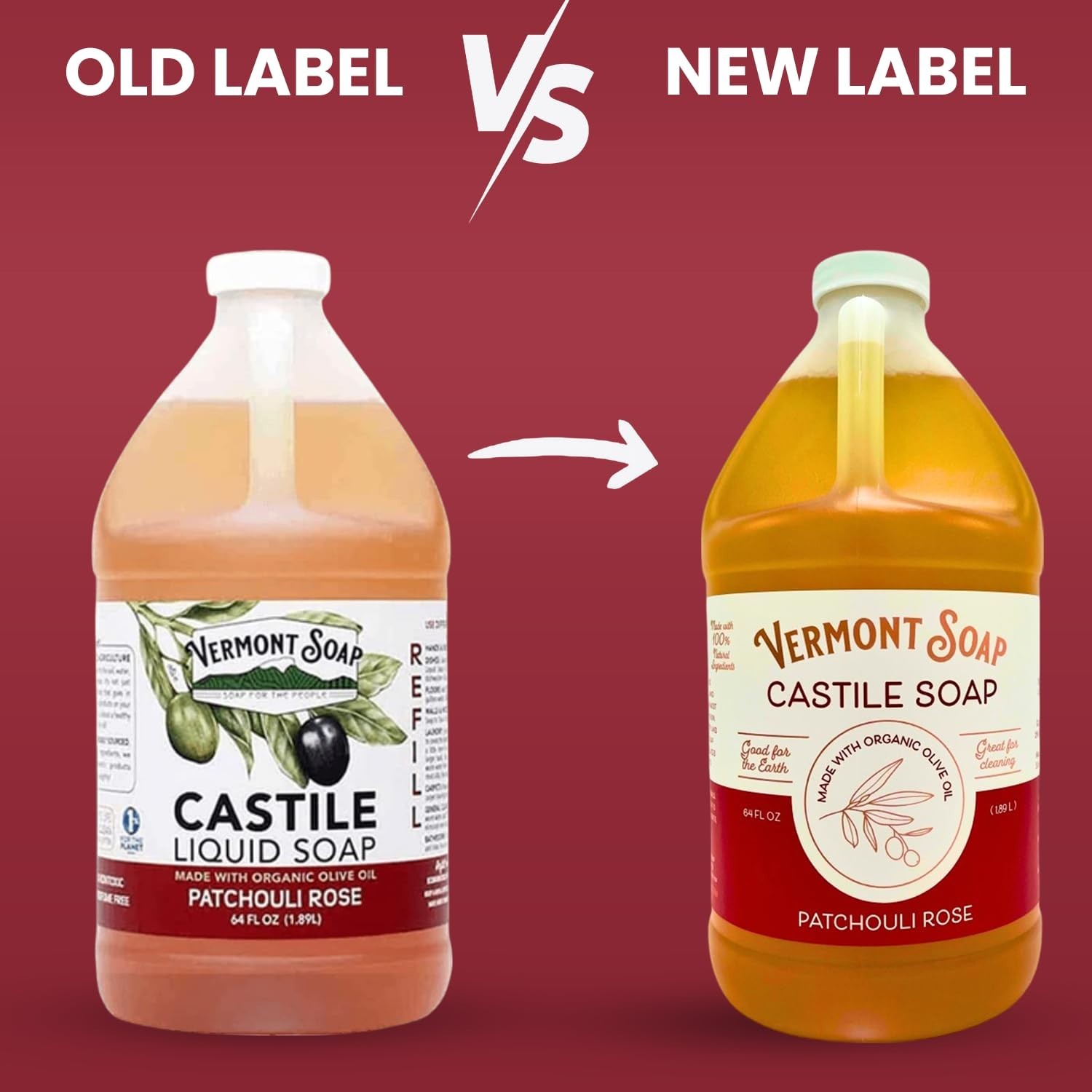 Organic Castile Body Wash & Shampoo – Patchouli Rose, 64 Oz