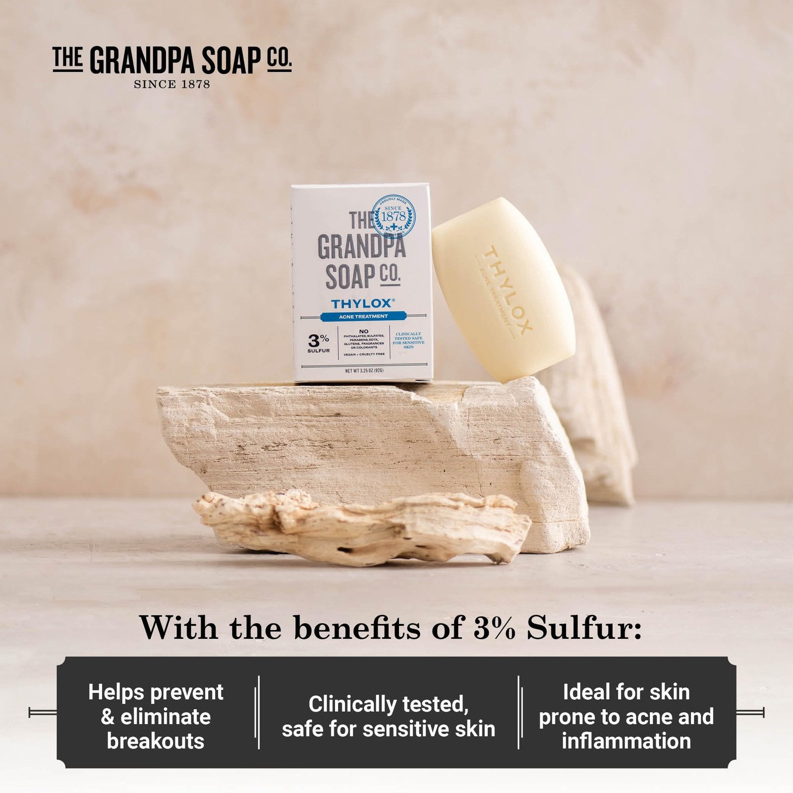 The Grandpa Soap Co. Thylox Acne Treatment Bar Soap – With 3% Natural Sulfur …