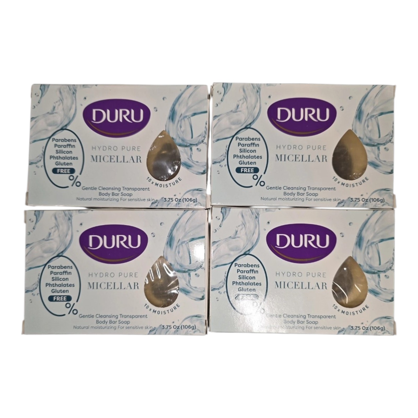 4 Bars Duru Hydro Pure Micellar transparent Gentle Cleansing Bar Soap 3.75 oz