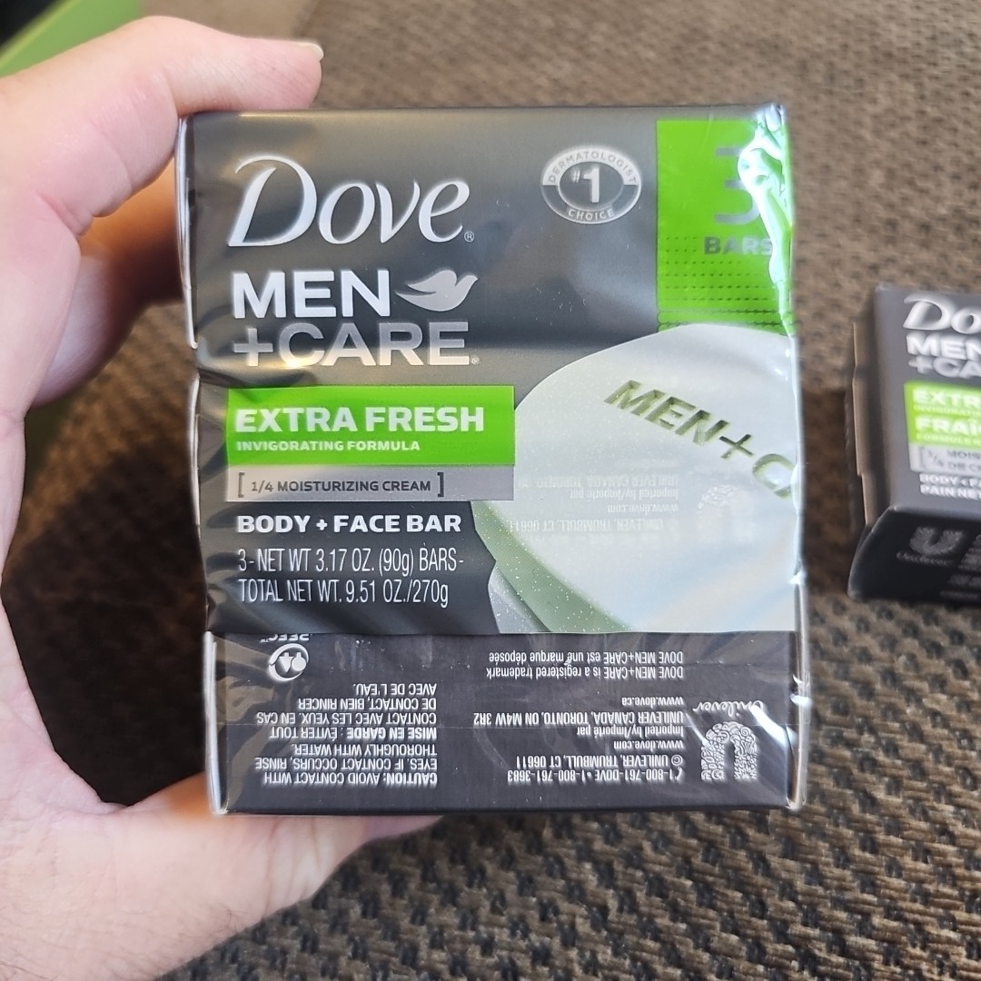 4~Dove Men Care Bar Soaps Extra Fresh 3.17 Oz Each