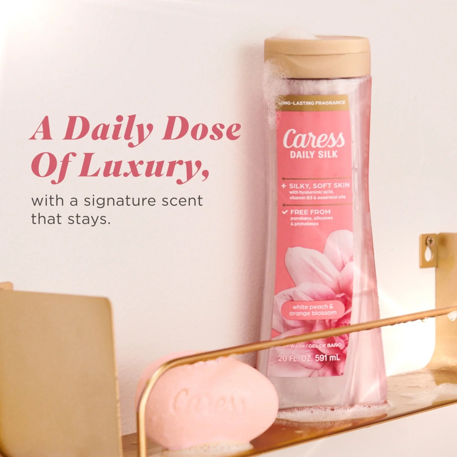 Caress Daily Silk Moisturizing Soap, White Peach & Orange Blossom, 3.75, 12 Bars