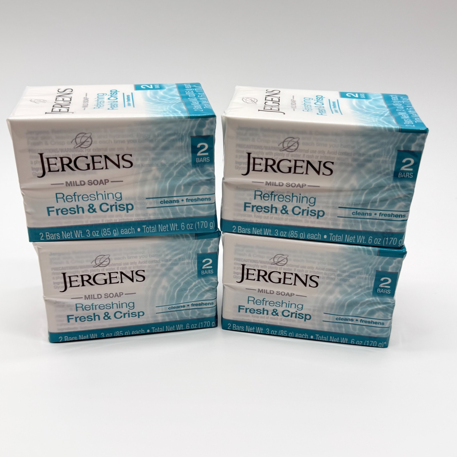Jergens Bar Soap Fresh & Crisp 4 Box Of 2 Pack 3oz each ( 8 total bars) 6/2025