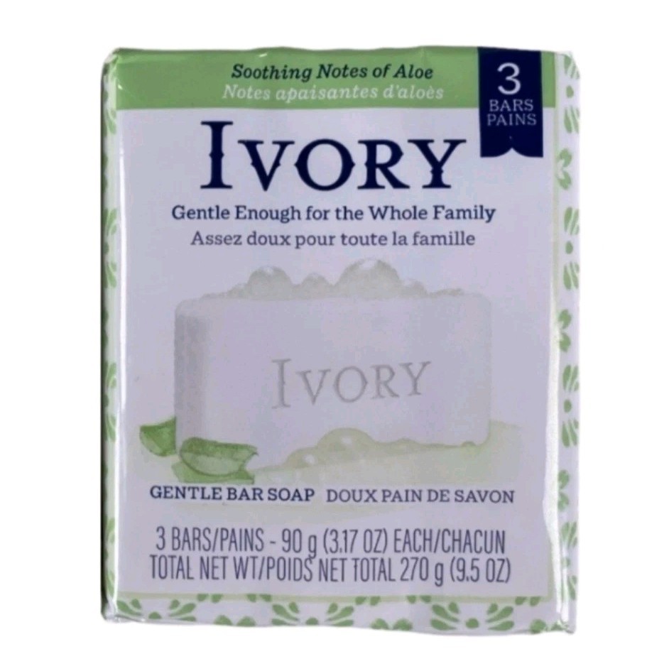 NEW! IVORY (3-BARS) 3.17 Oz. 💚•NOTES OF ALOE•💚 99% Pure Safe Clean & Simple🫧•