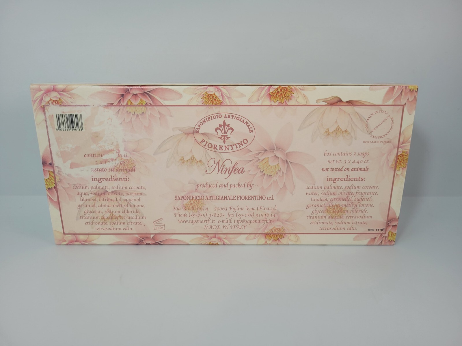 Saponificio Artigianale Fiorentino Water Lilly Blossom Soap 3 bars X 4.4 oz NEW