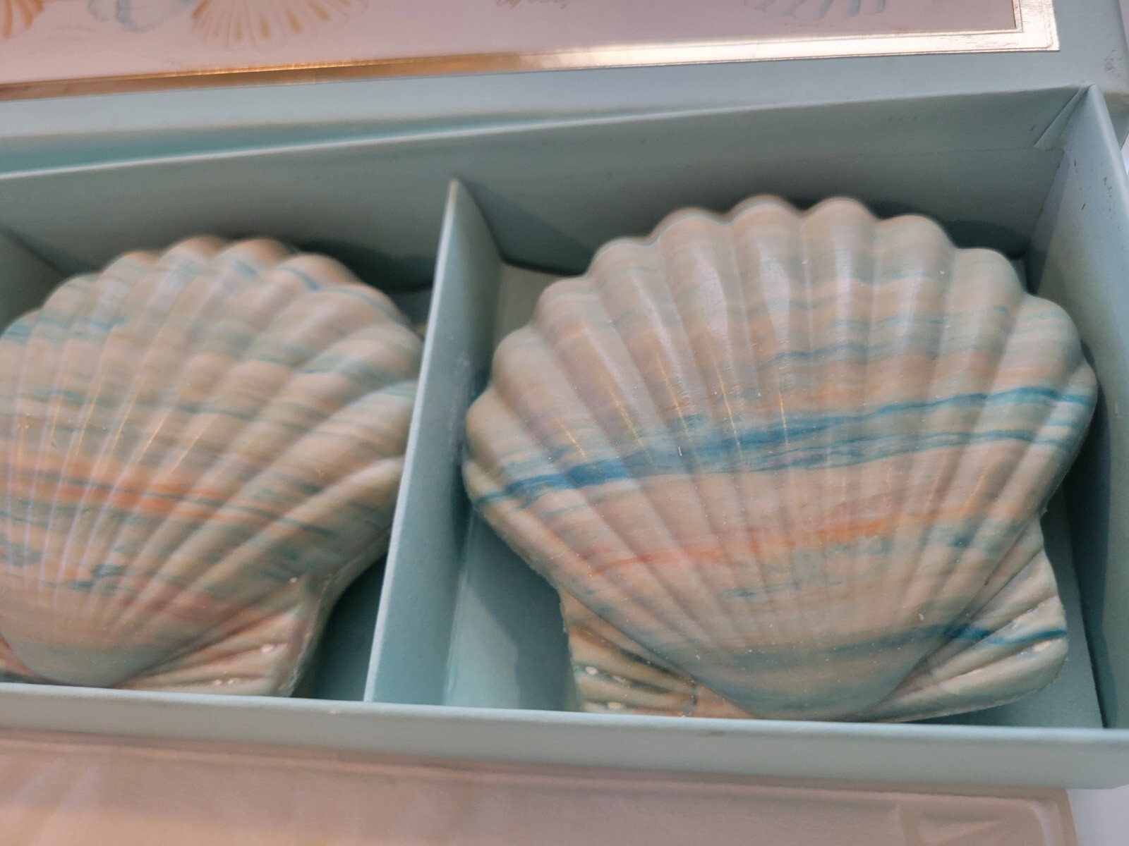 NOS Vintage Ben Rickert Sea Shell Soap Seashell 3 bars In Box