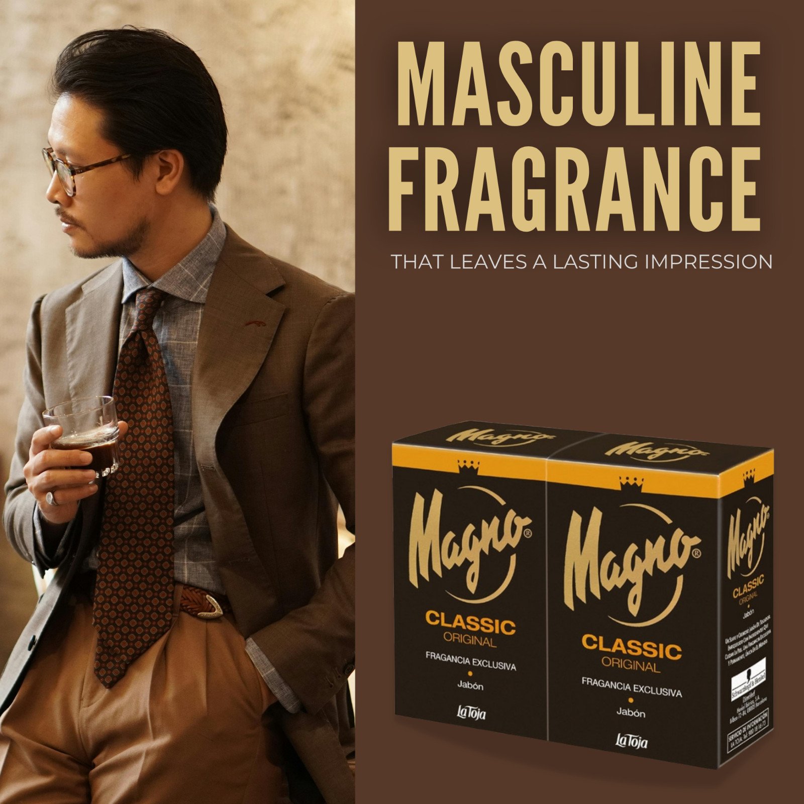 Magno Classic Twin Pack Bar Soap 100g, Masculine Scent (2 Bars)