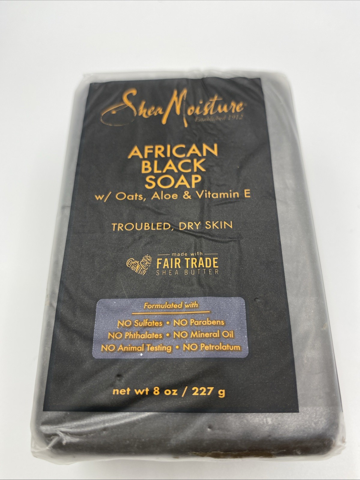 Shea Moisture African Black Soap Oats Aloe Vitamin E For Troubled, Dry Skin 8oz