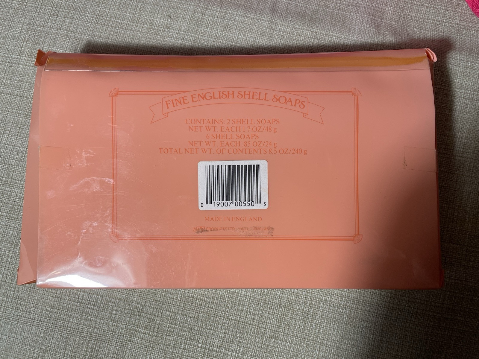 Vintage Fine English Shell Soaps, Seven In Total, Light Pink, open box