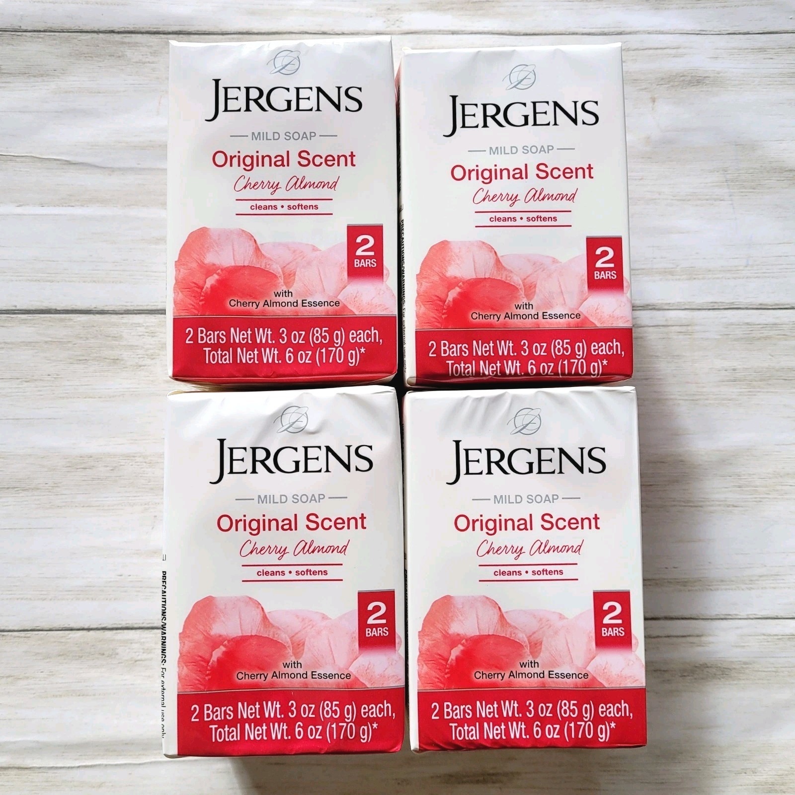 Jergens Cherry Almond Mild Soap Original Scent – 8 Bars (4x 2 Pack) – 3 Oz Each