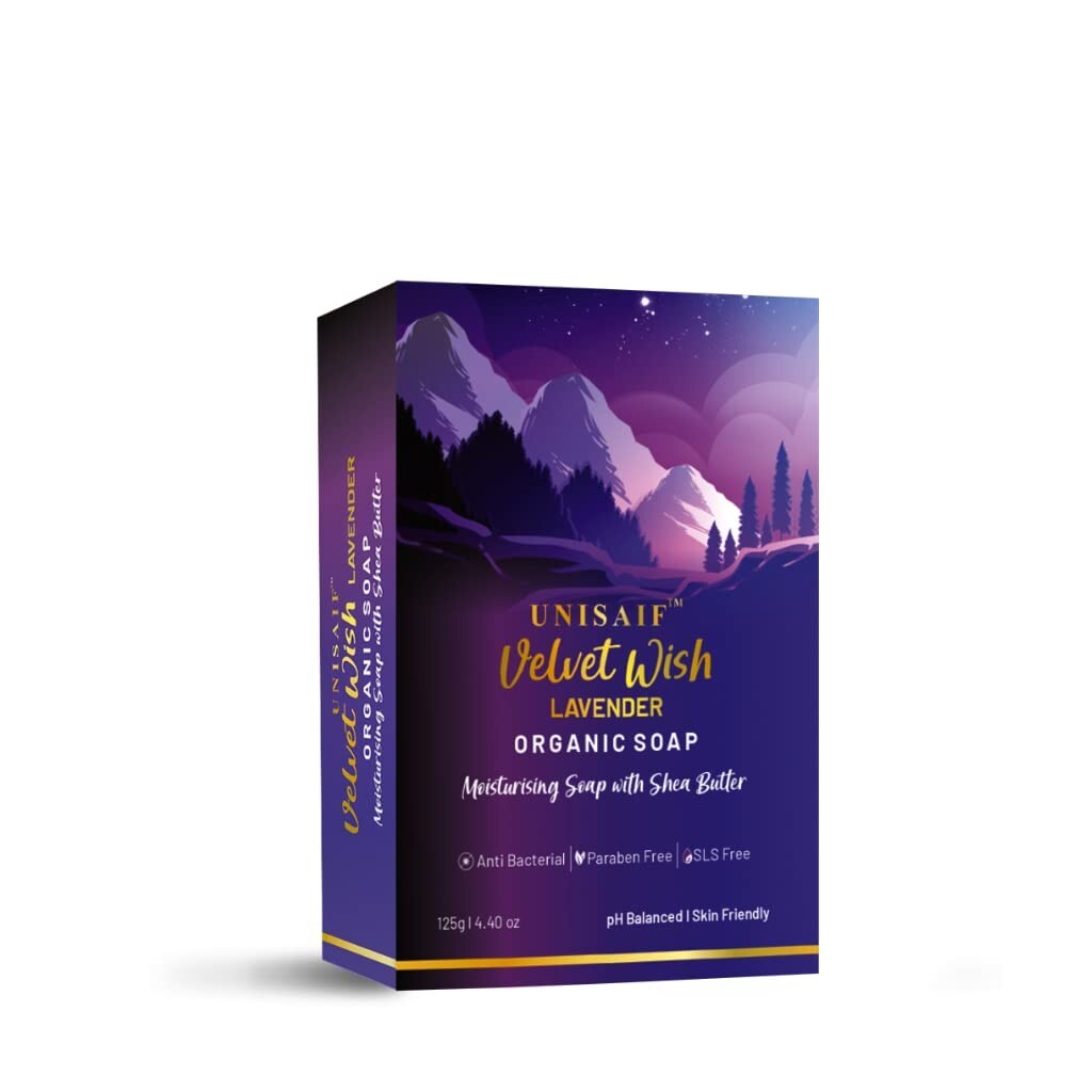Unisaif Velvet wish Lavender Organic Body Soap Bar Moisturizing With Shea Butter