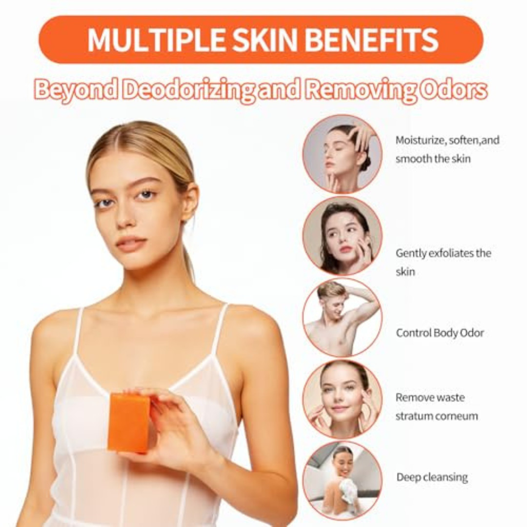3 PACK Persimmon Soap Bar for Old People Smell,Natural Deodorant Body Face Bar S