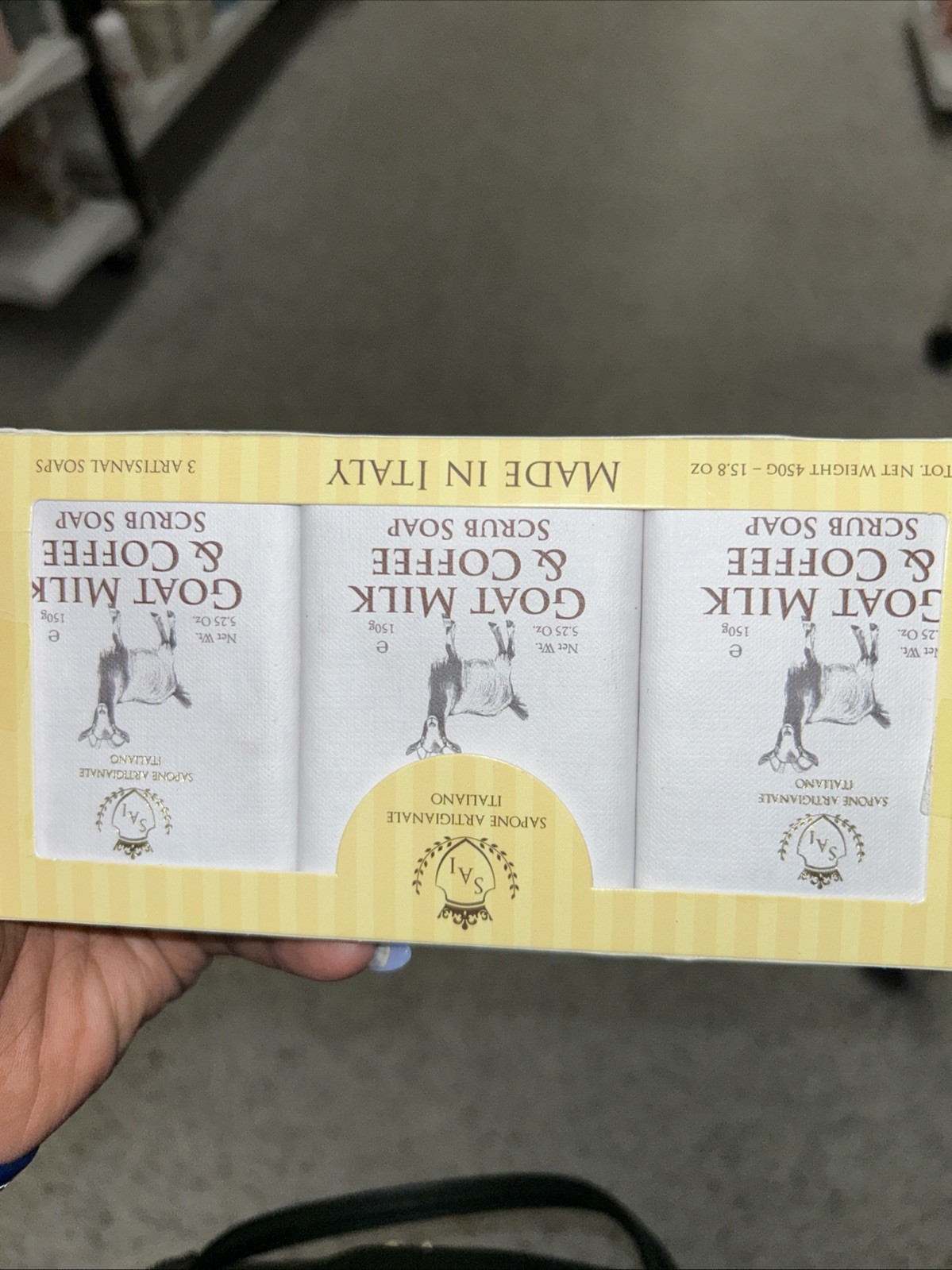 3X SAPONIFICIO VARESINO Scrub Soap Bar 5.25oz ITALY Goat Milk Lavender Coffee