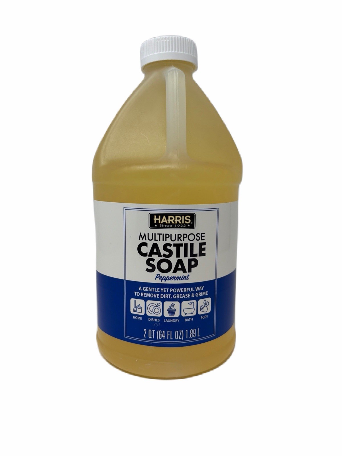 Harris Peppermint Multipurpose Castile Soap 2qt 64 Fluid Oz Bottle