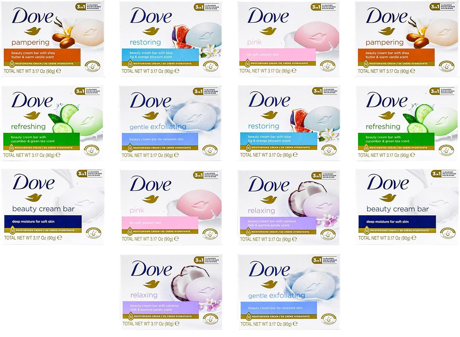 , Beauty Bar Soap Variety Pack of 14, Go Fresh, Shea Butter, Coconut Milk, Wh…