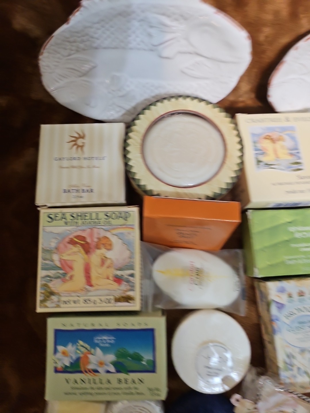 Luxury Soaps & 2 Mud Pie Soap Dish Lot Of 25 Soaps NEW