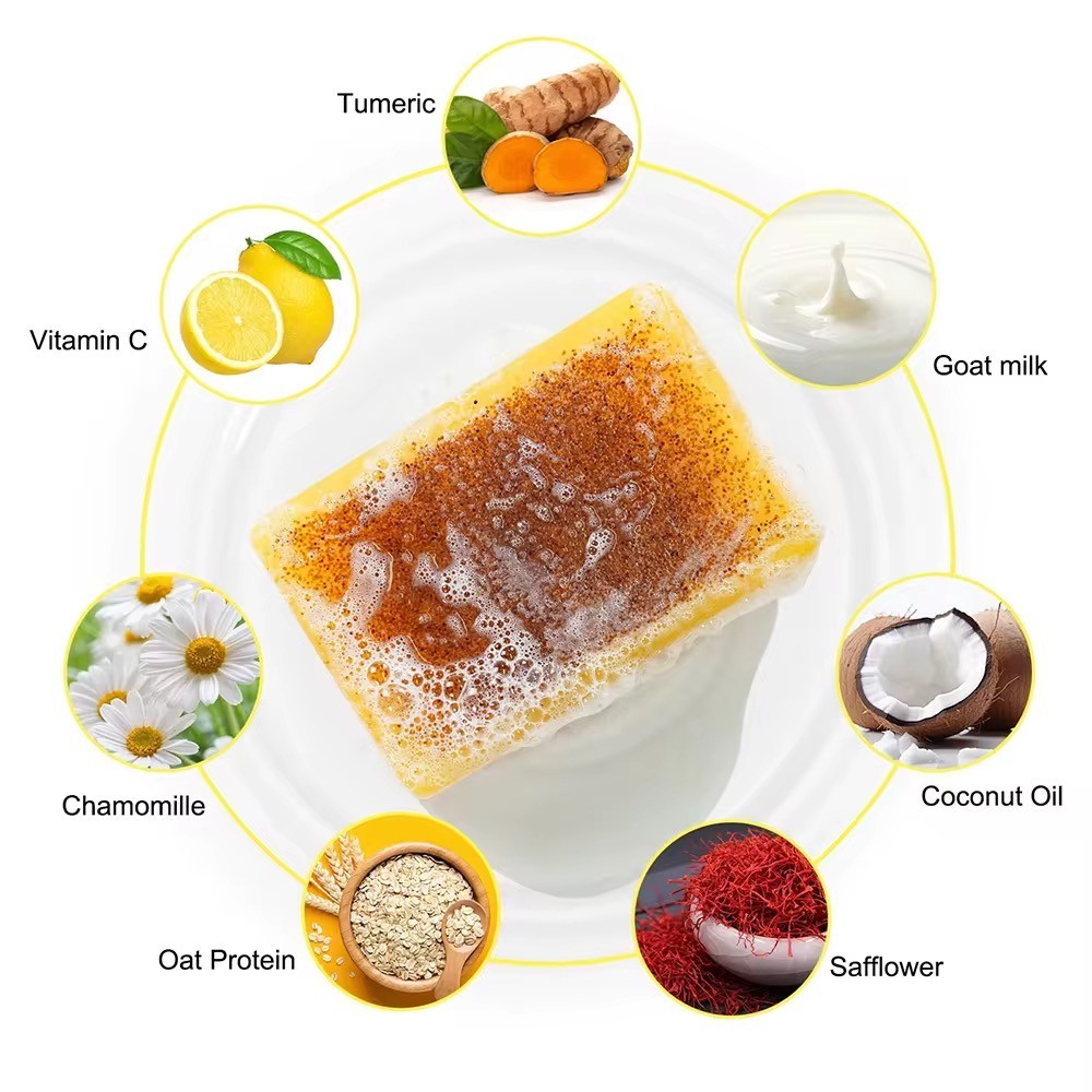 Lemon Turmeric Kojic Acid Bar Soap Deep Exfoliating Skin Whitening