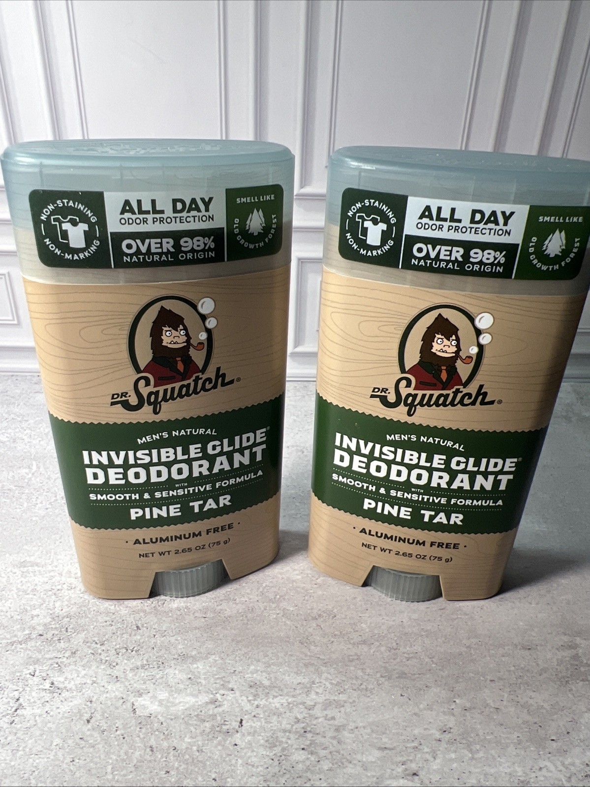 New! 2-Pack Dr. Squatch PINE TAR Invisible Glide Deodorant 2.65oz
