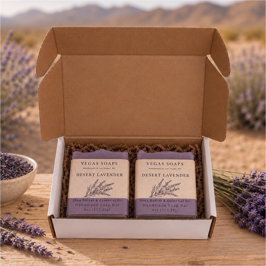 Vegas Soaps Desert Lavender Handmade Soap Bars Two Essential Oil Plant-Based