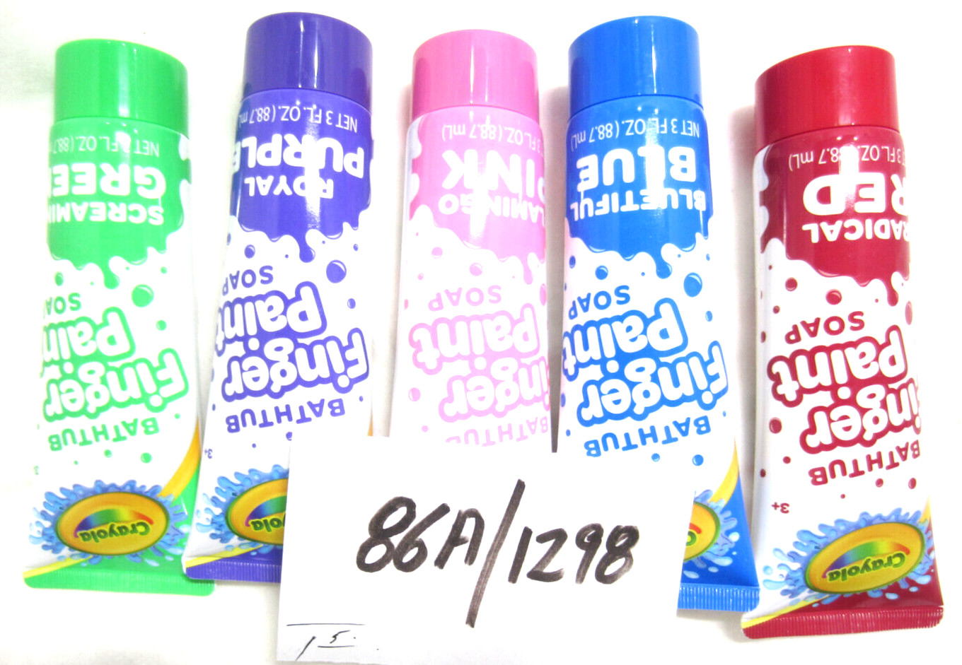 5 Crayola Bathtub Finger Paint Soap 5 Color Variety RED/BLUE/PINK/PURPLE/GREEN