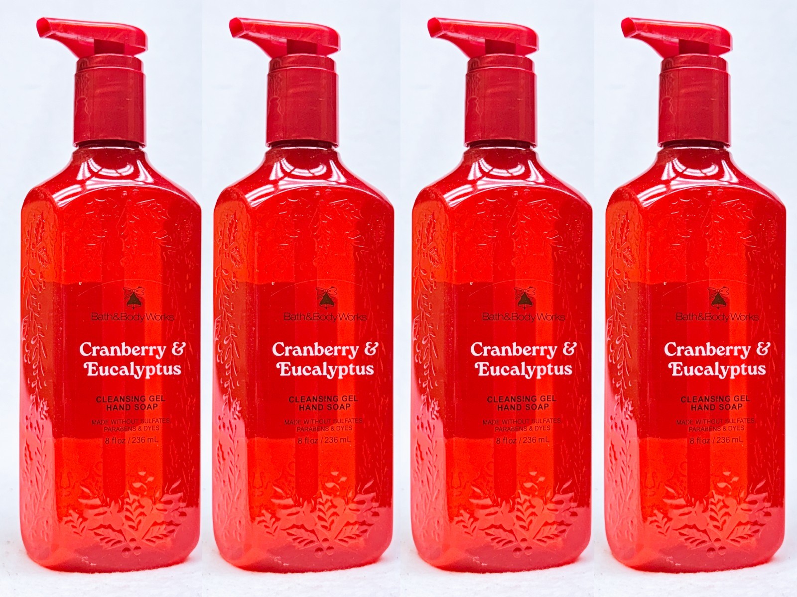 4 Bath & Body Works CRANBERRY EUCALYPTUS Cleansing Gel Hand Soap 8.0 oz