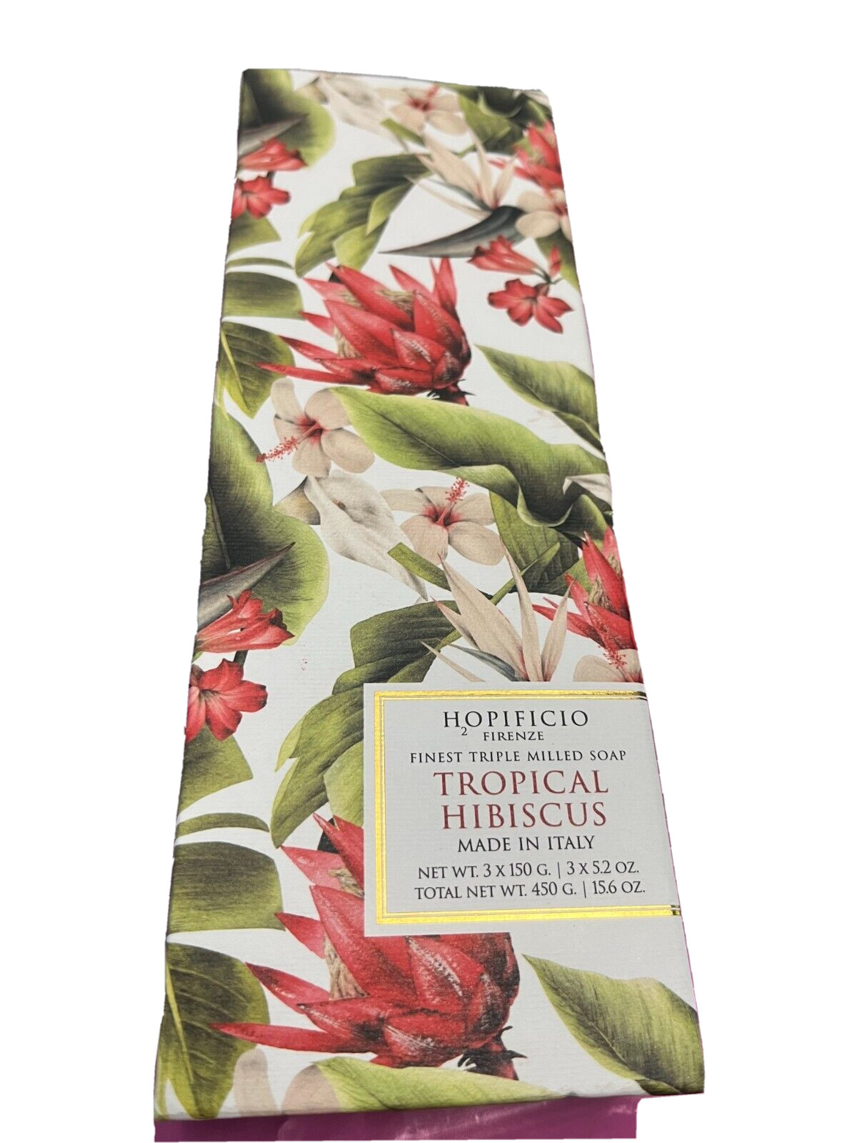 HOPIFICIO FIRENZE FINEST TRIPLE MILLED SOAP TROPICAL HIBISCUS BOX WITH ,3 SOAPS