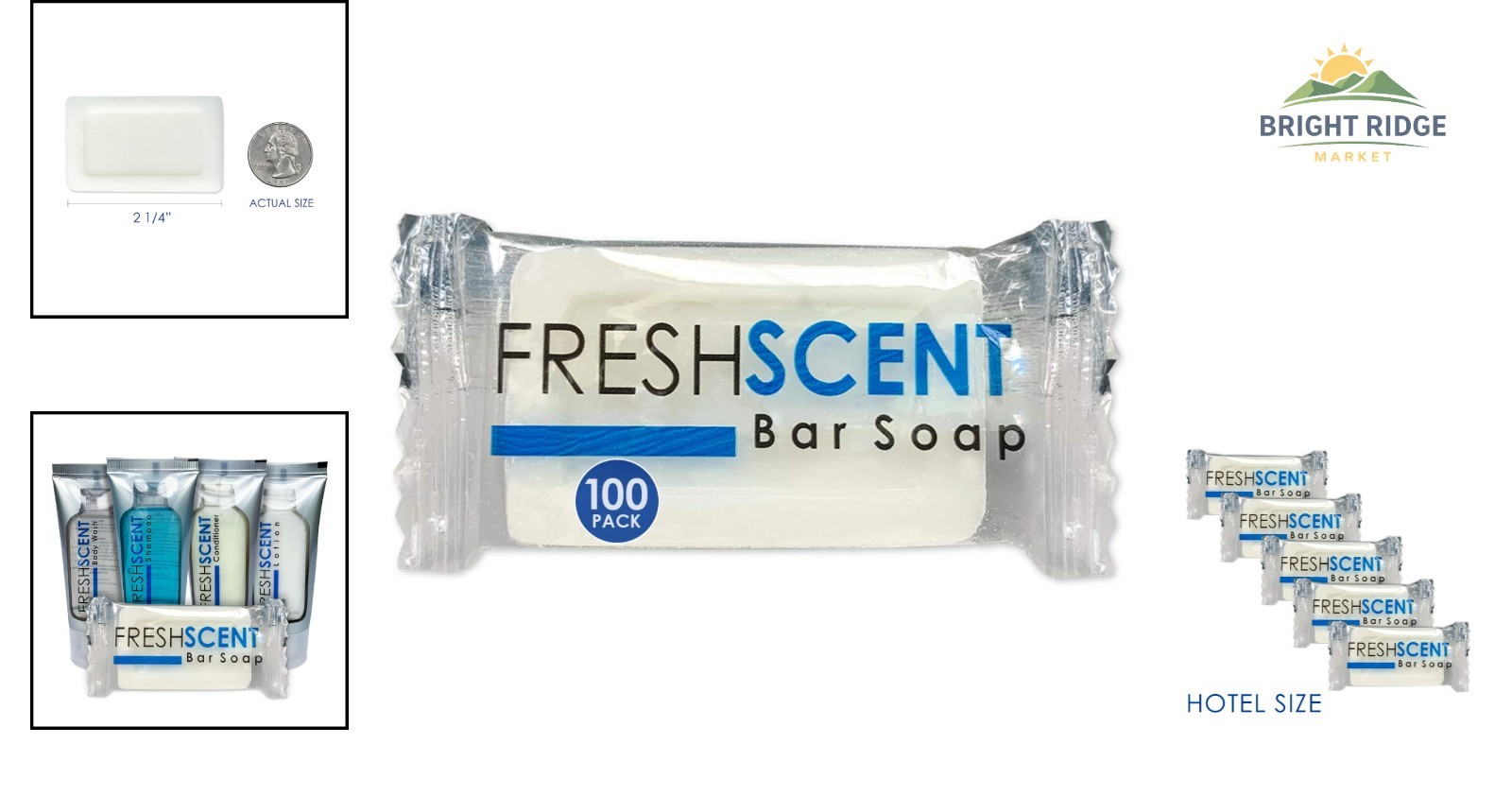 Travel Size Bar Soap 0.5 oz, 100 Pack, Individually Wrapped for Hospitality