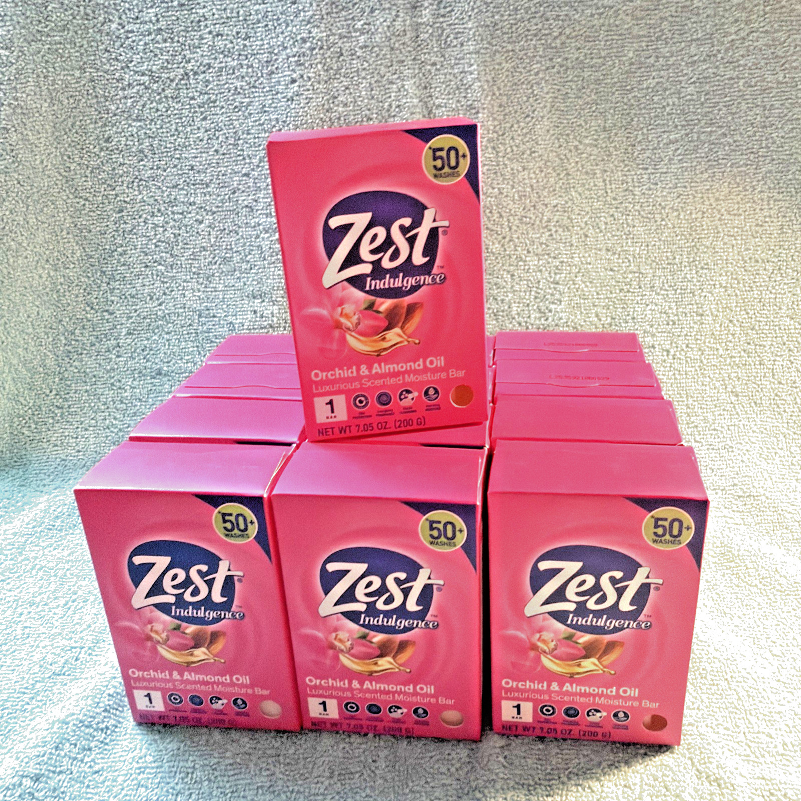 (12) Zest Indulgence Orchid & Almond Oil Luxurious Moisture Bar Soap 7.05 Jumbo