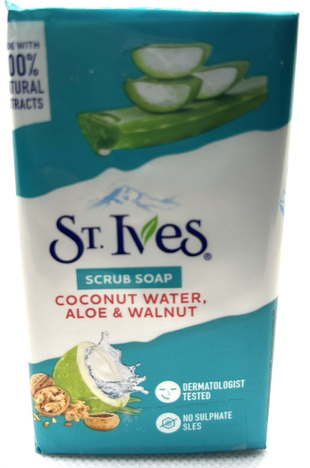 St. Ives’ Scrub Bar Soap with Coconut Water, Aloe, and Walnut (4 Pack)-NEW!!!