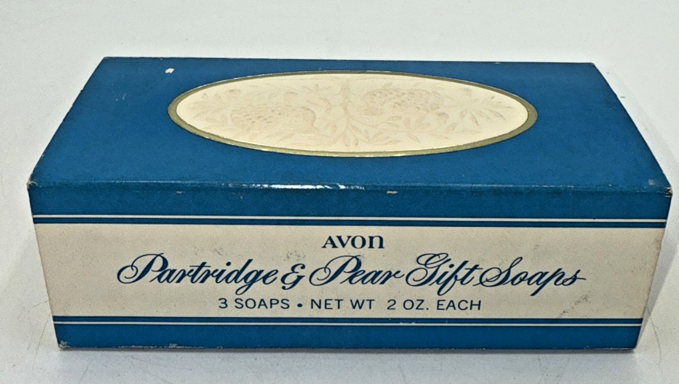 Vintage Avon Partridge & Pear Gift Soaps Set Of 3, W/Box 1970’s Guest Soap Decor