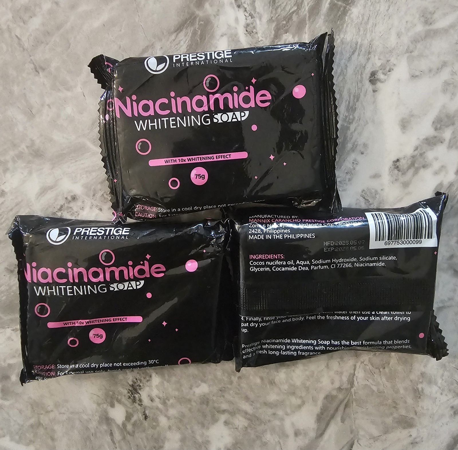 3Bars Soap Prestige International Niacinamide Whitening,moisturize, Lighten Skin