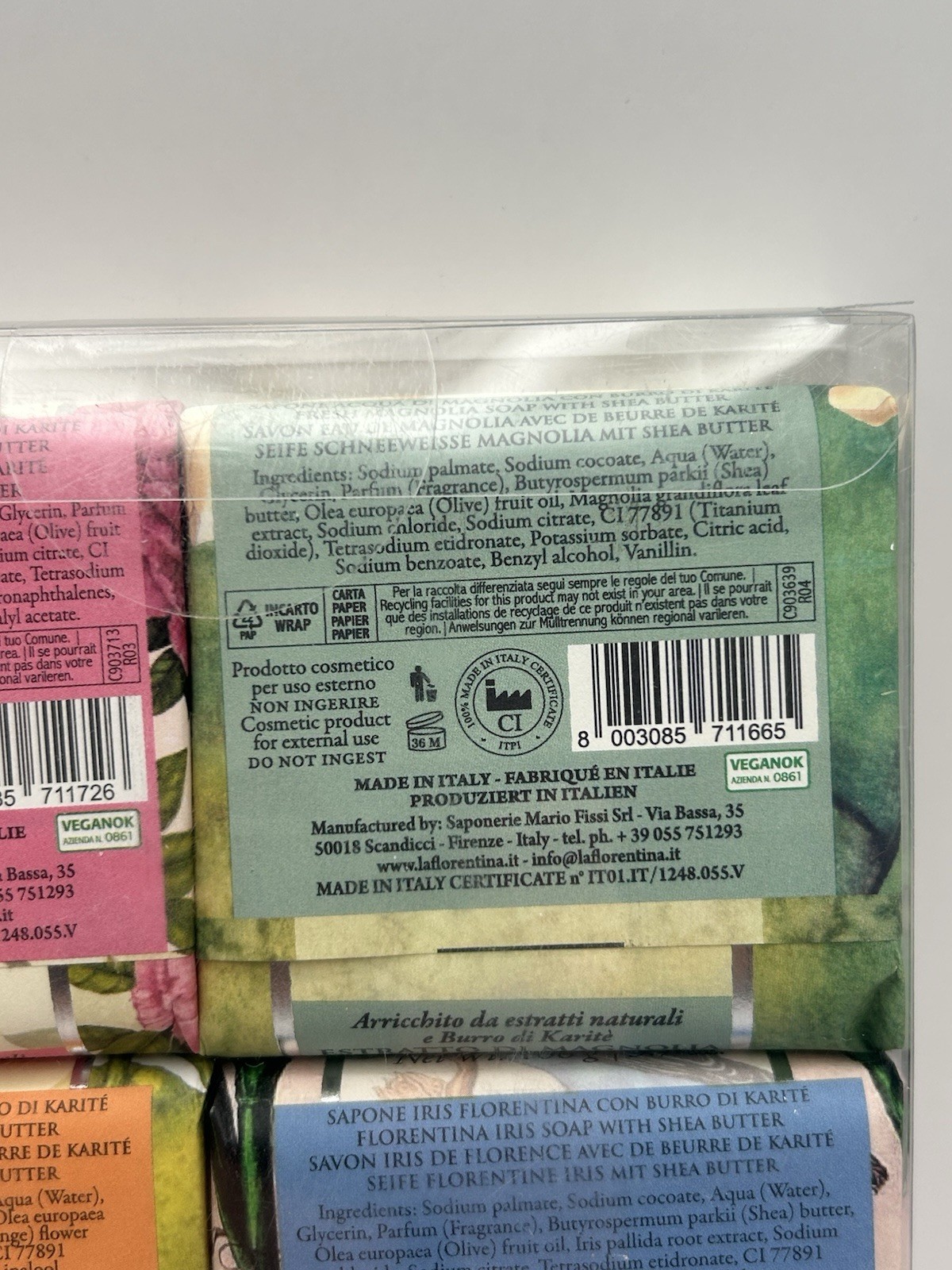 6 Pack La Florentina Bar Soap Peony Lavender Magnolia Iris Pomegranate Orange