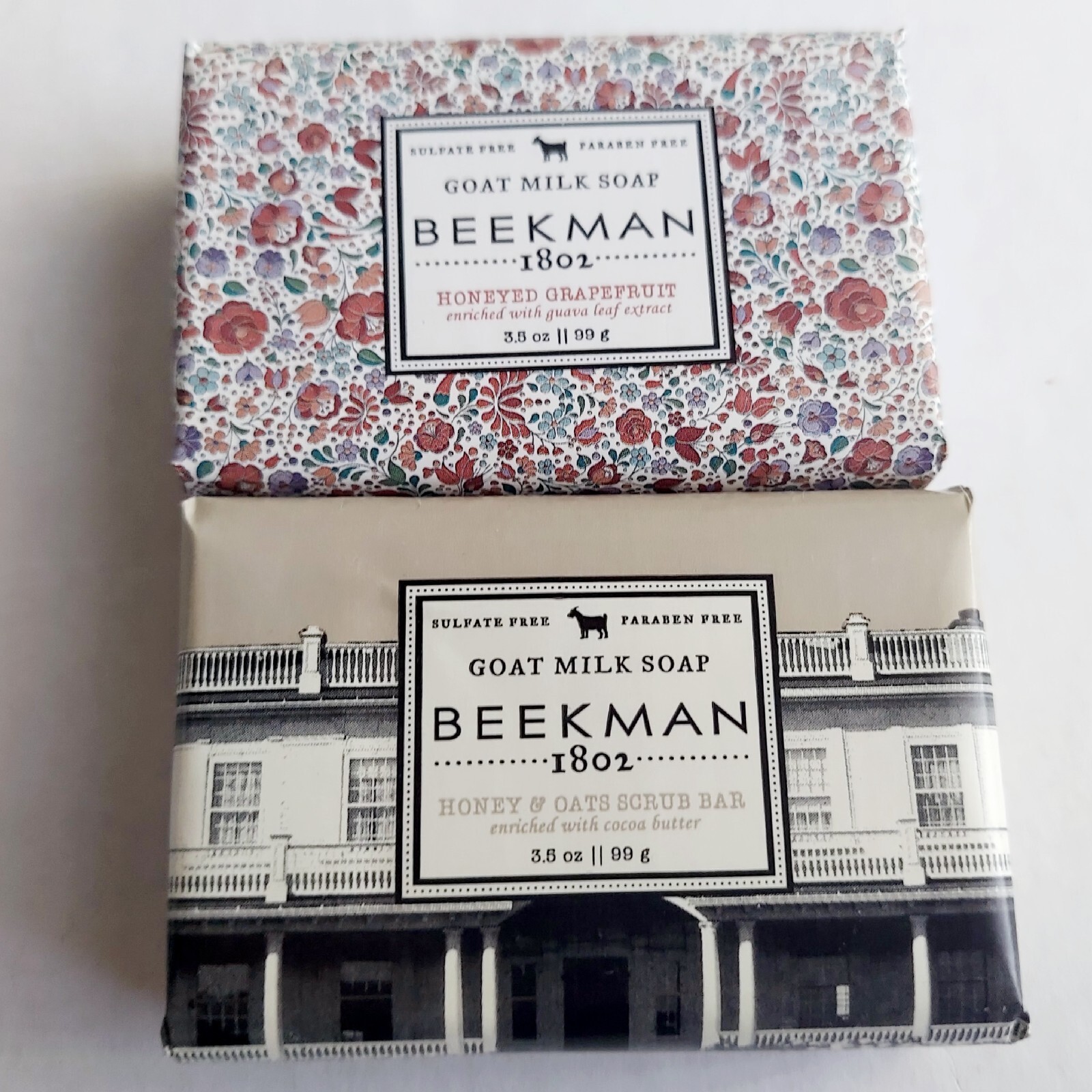 Beekman 1802 Honeyed Grapefruit and Honey Oat Scrub Goat Milk Soap Bars 3.5 oz