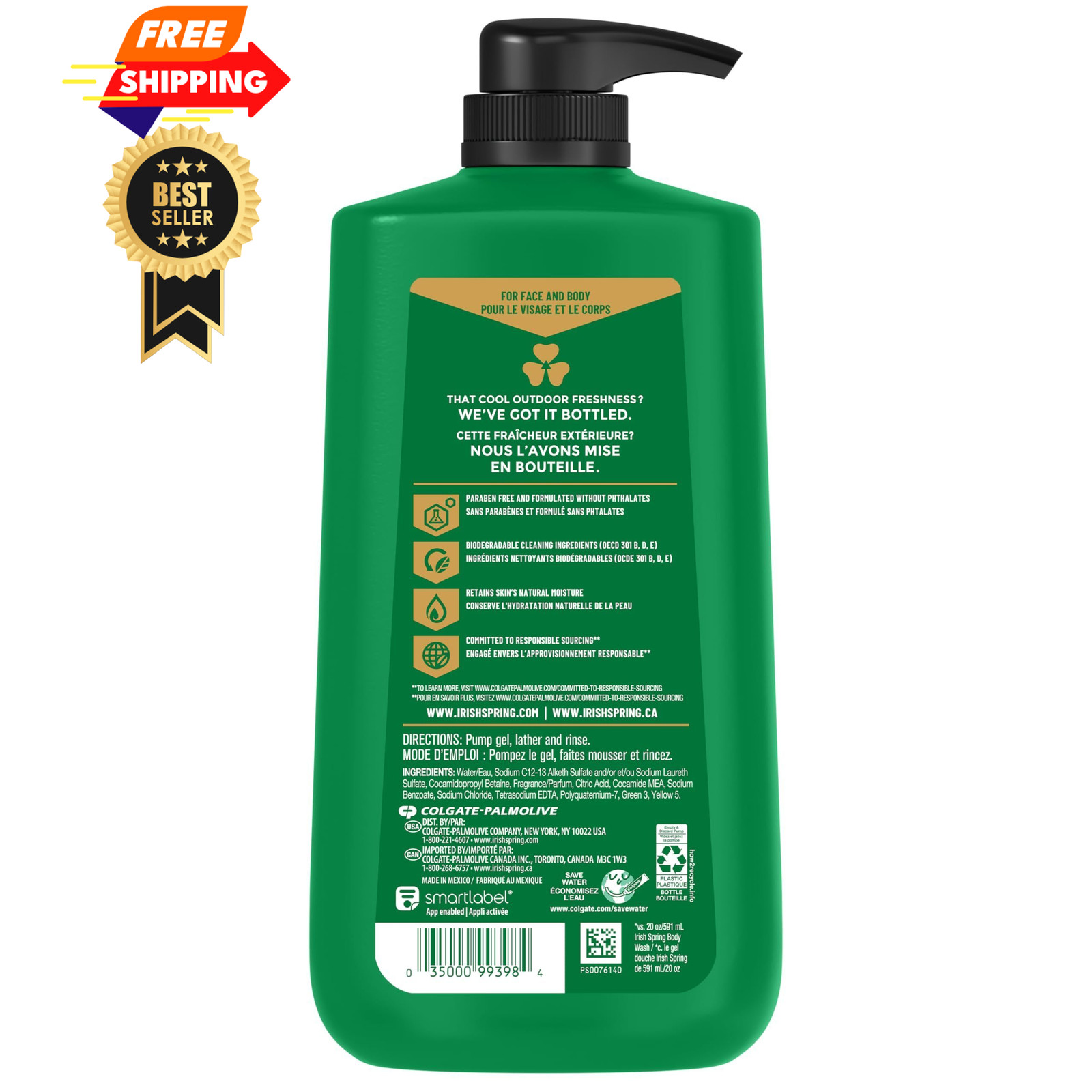 Irish Spring Original Moisturizing Body Wash 30 Ounce (Pack of 1),