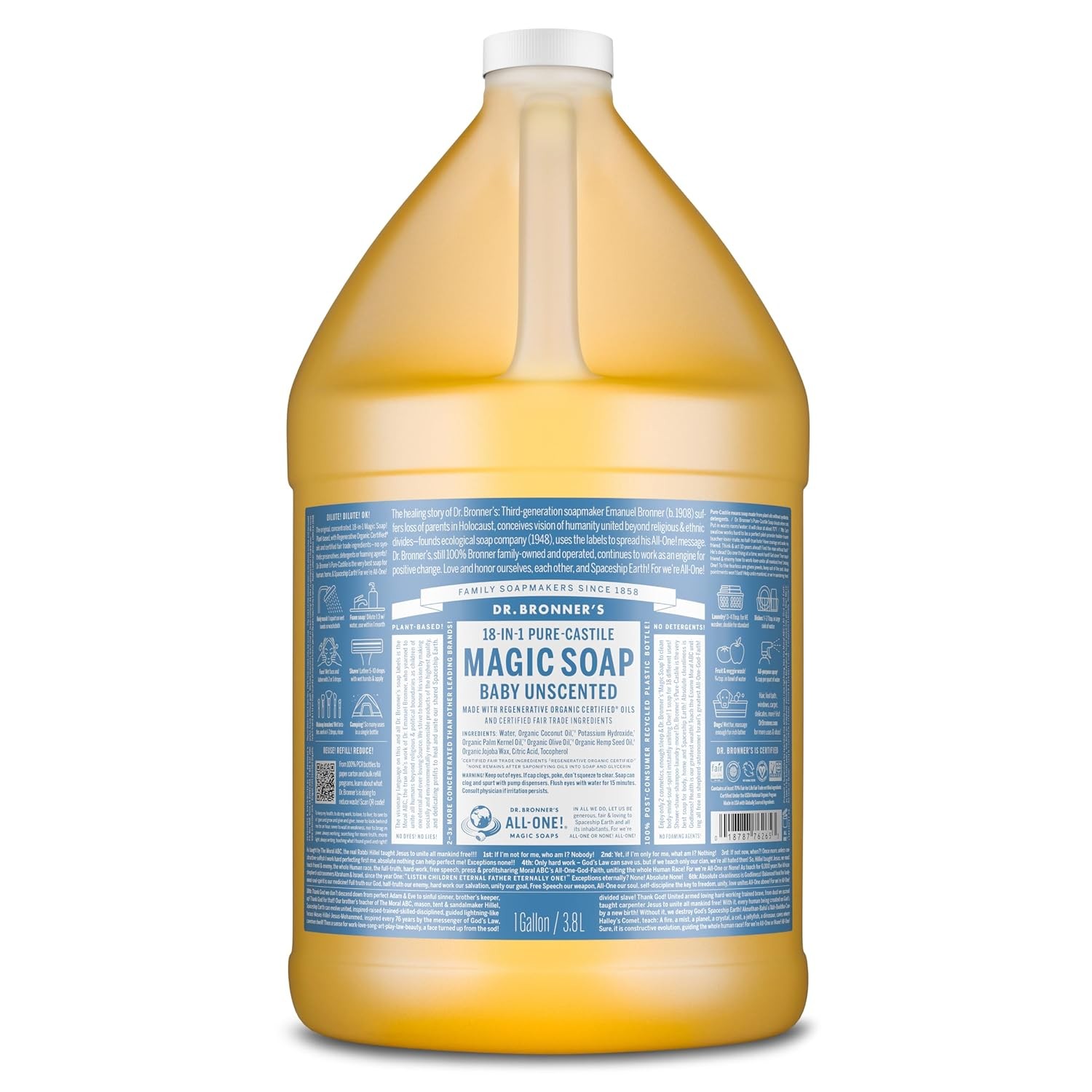 Pure-Castile Magic Soap Liquid (Baby Unscented, 32 Ounce) – Made with Regenerati