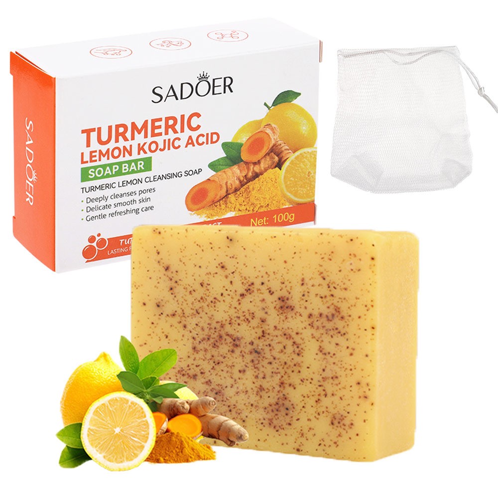 Lemon Turmeric & Kojic Acid Brightening Soap, Dark Spot Remover for Face & Body