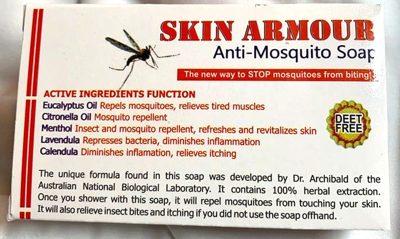 Face Doctor Skin Armour Anti-Mosquito Soap Non-Toxic 100% Herbal Extracts 2 Bars