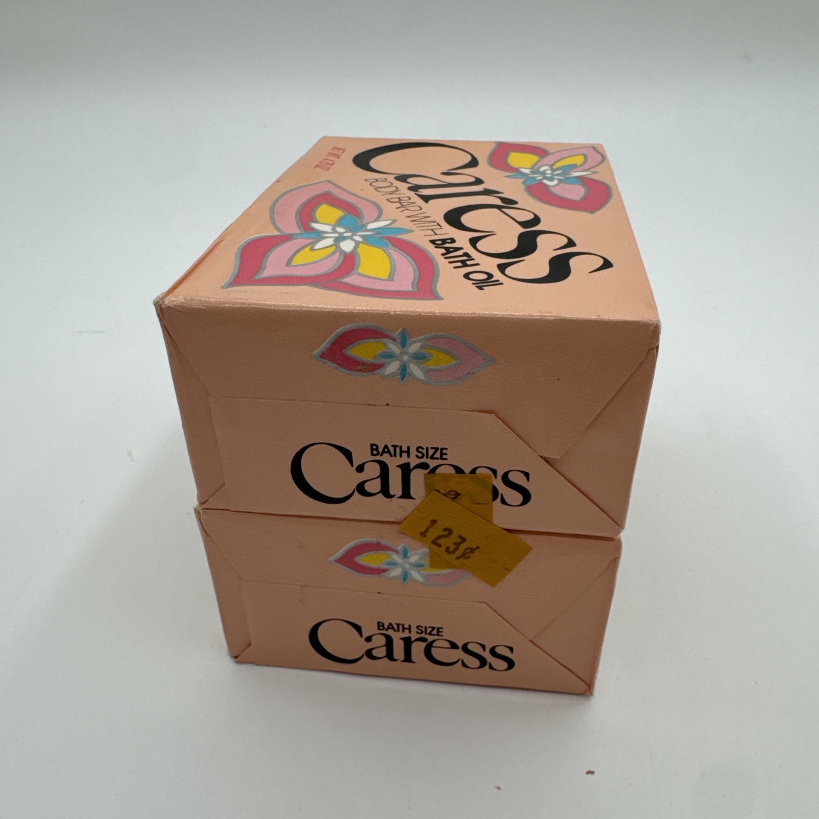 Lot Of 2 Vintage NOS Caress Soap Bar Bath Oil Flower Label