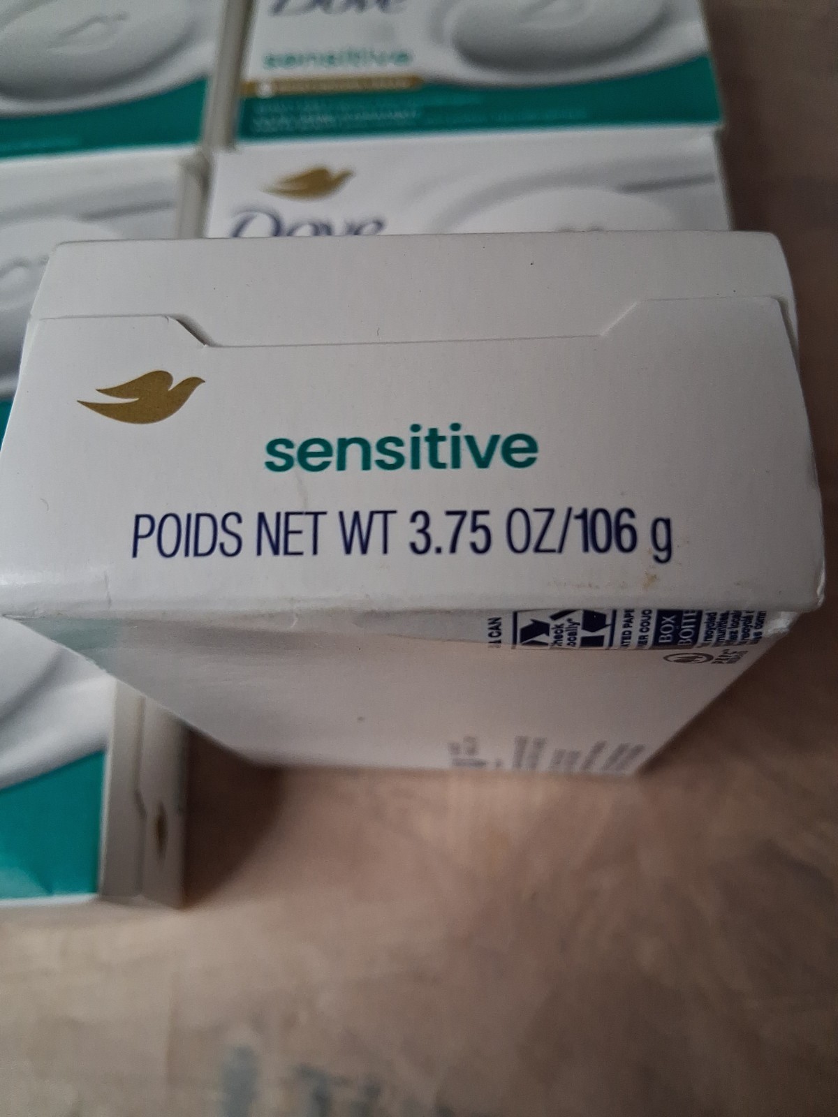 Lot Of 6 Dove Sensitive Beauty Bar Soap 3.75 oz Moisturizing Cream +One 4 Oz
