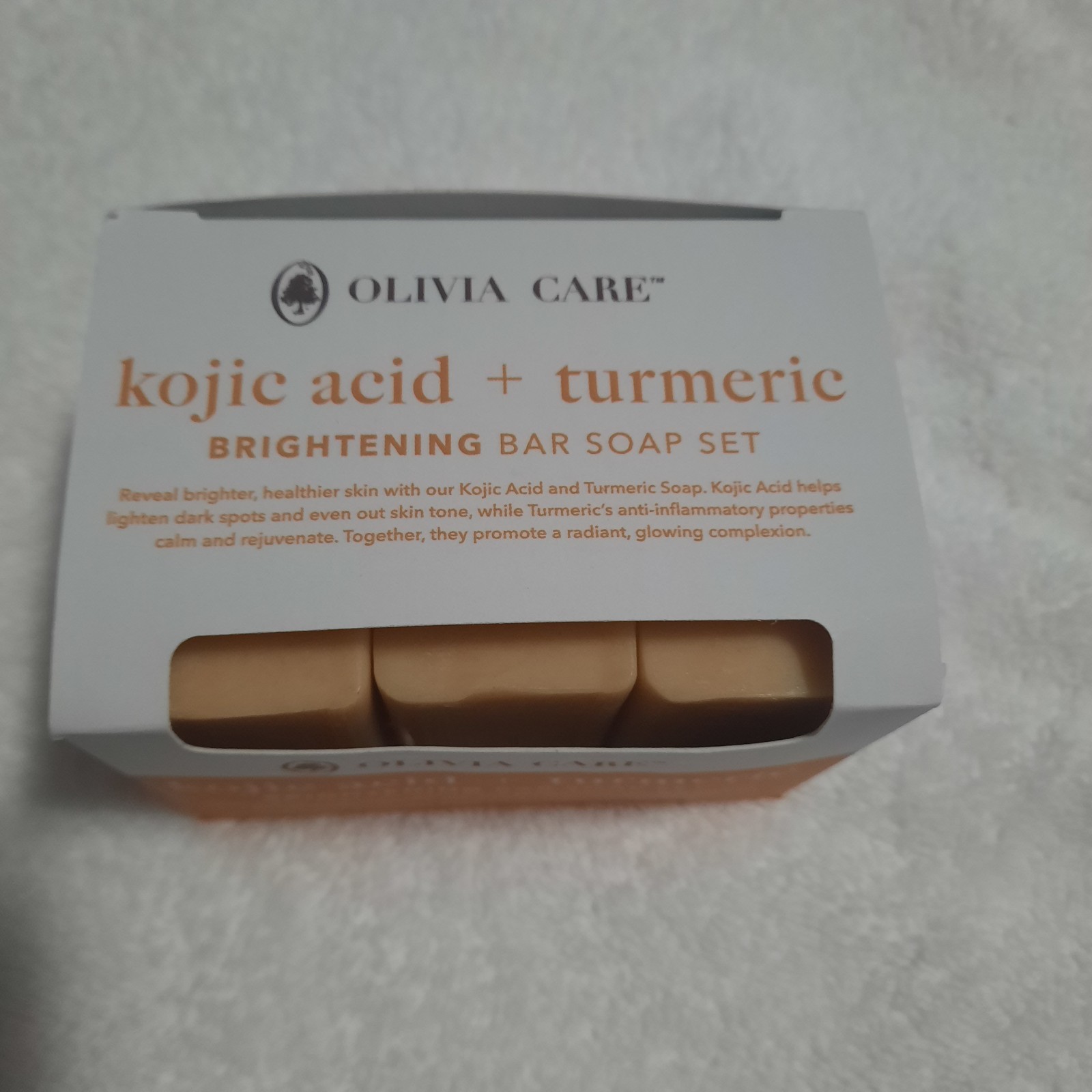 OLIVIA CARE Kojic Acid & Turmeric Brightening Soap Set 3 Bars Total 15 Oz