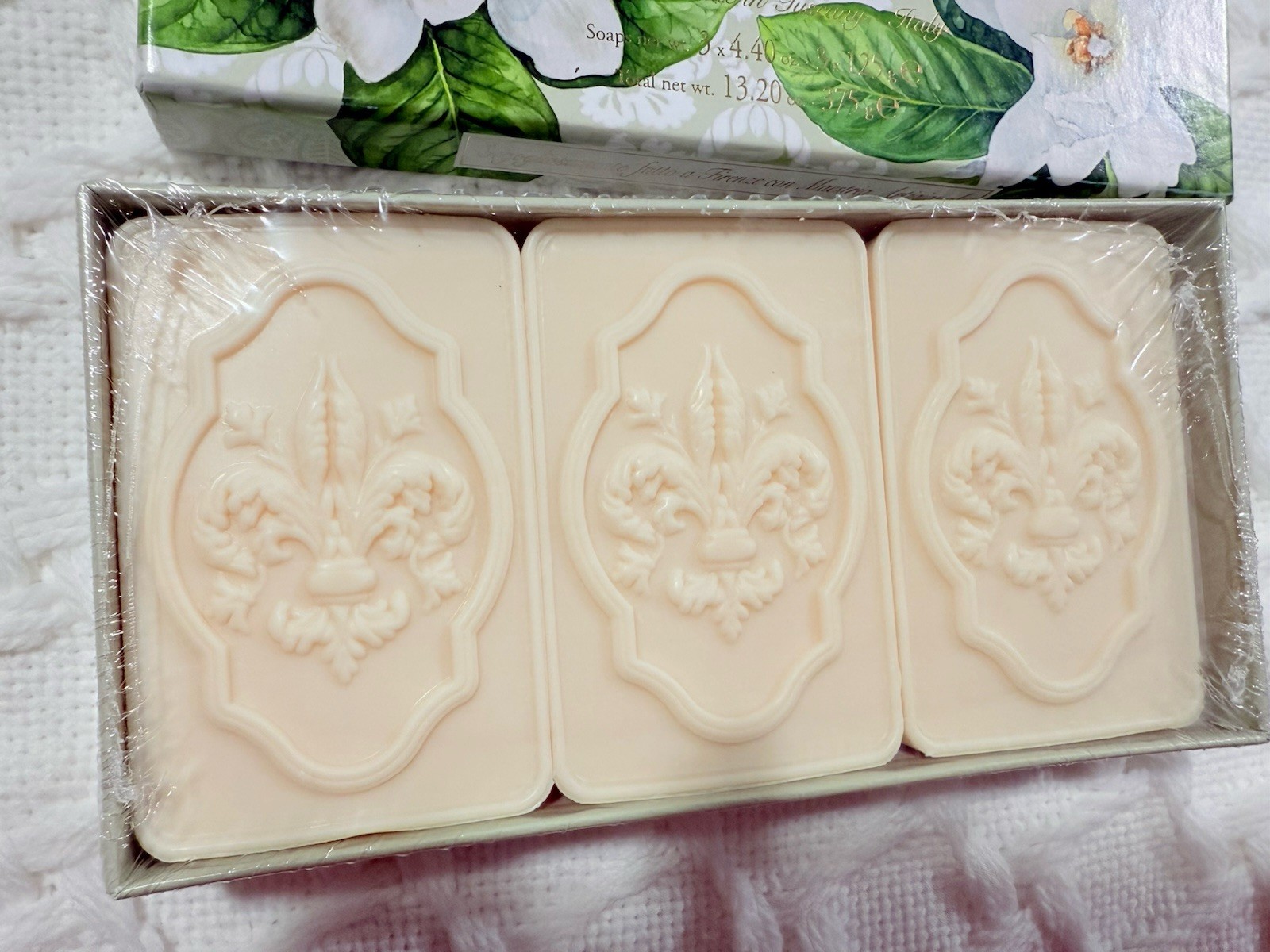 Saponificio Artigianale Gardenia Scented Soaps 3 x 4.40 oz New Tuscany -Italy