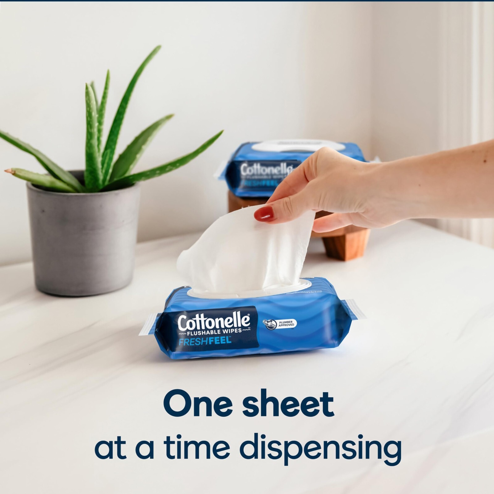 Cottonelle Fresh Feel Flushable Wet Wipes, Adult Wet Wipes, 8 Flip-Top Packs, ..