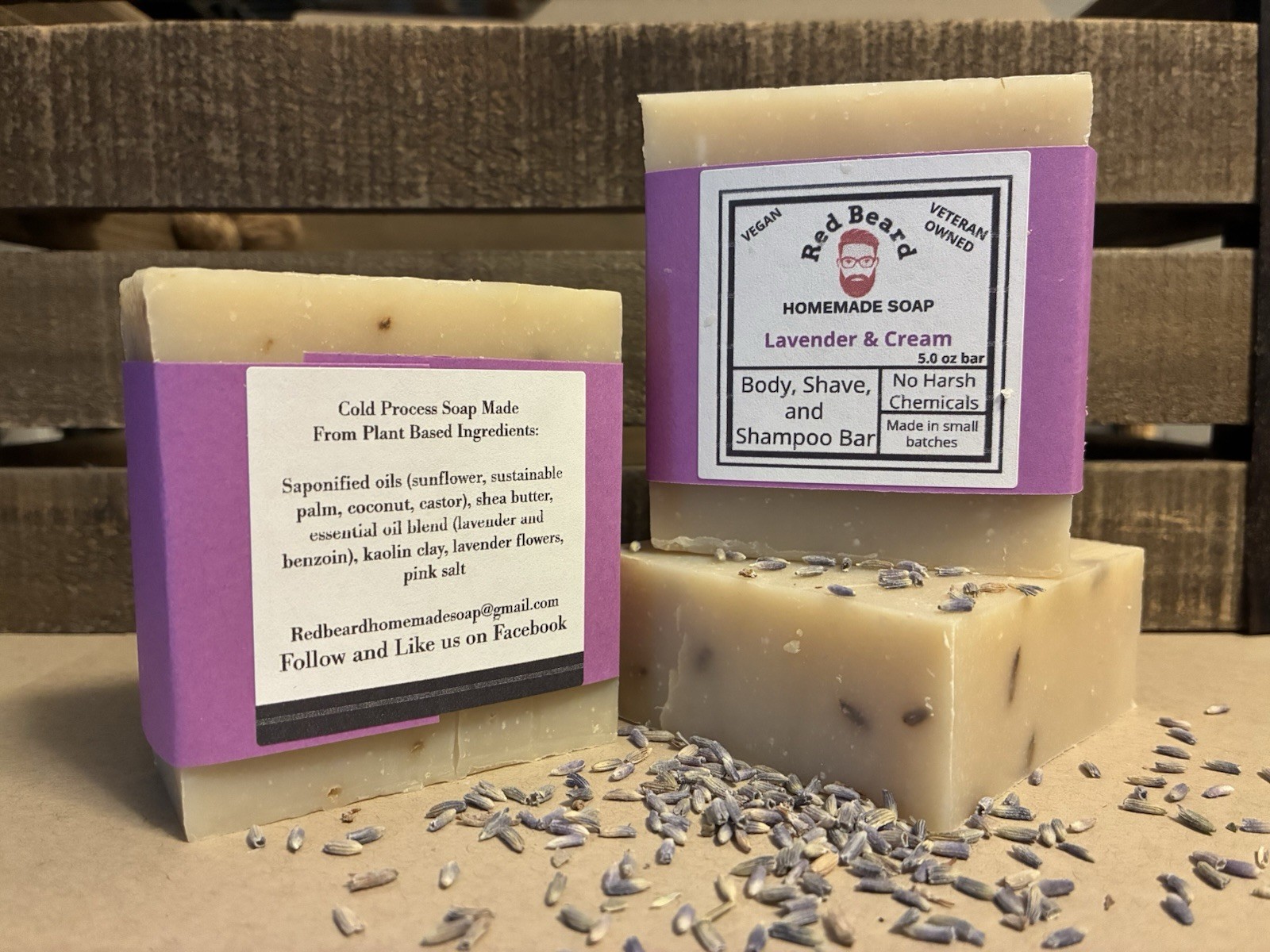 Red Beard Lavender Soap Bar 5 oz All Natural Non-Toxic Body, Shave & Shampoo