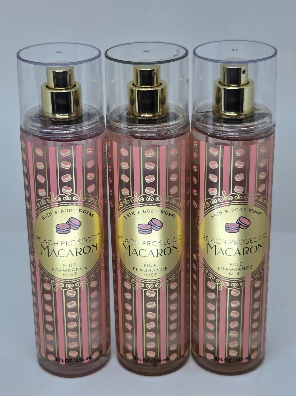 Bath Body Works Peach Prosecco Macaron Fine Fragrance Mist x3