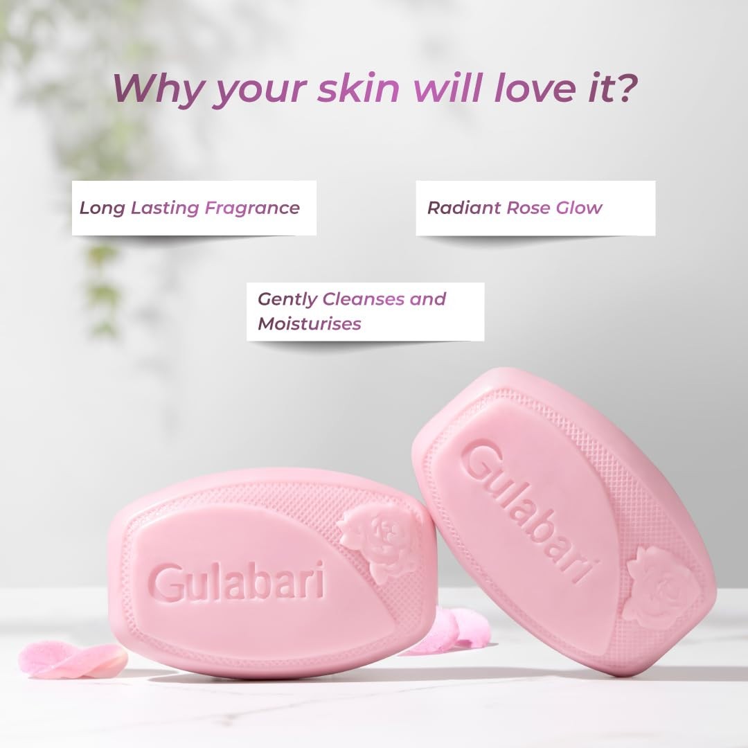 Dabur Gulabari Pure Rose Soap 150g (Pack of 4) | Long Lasting Fragrance |