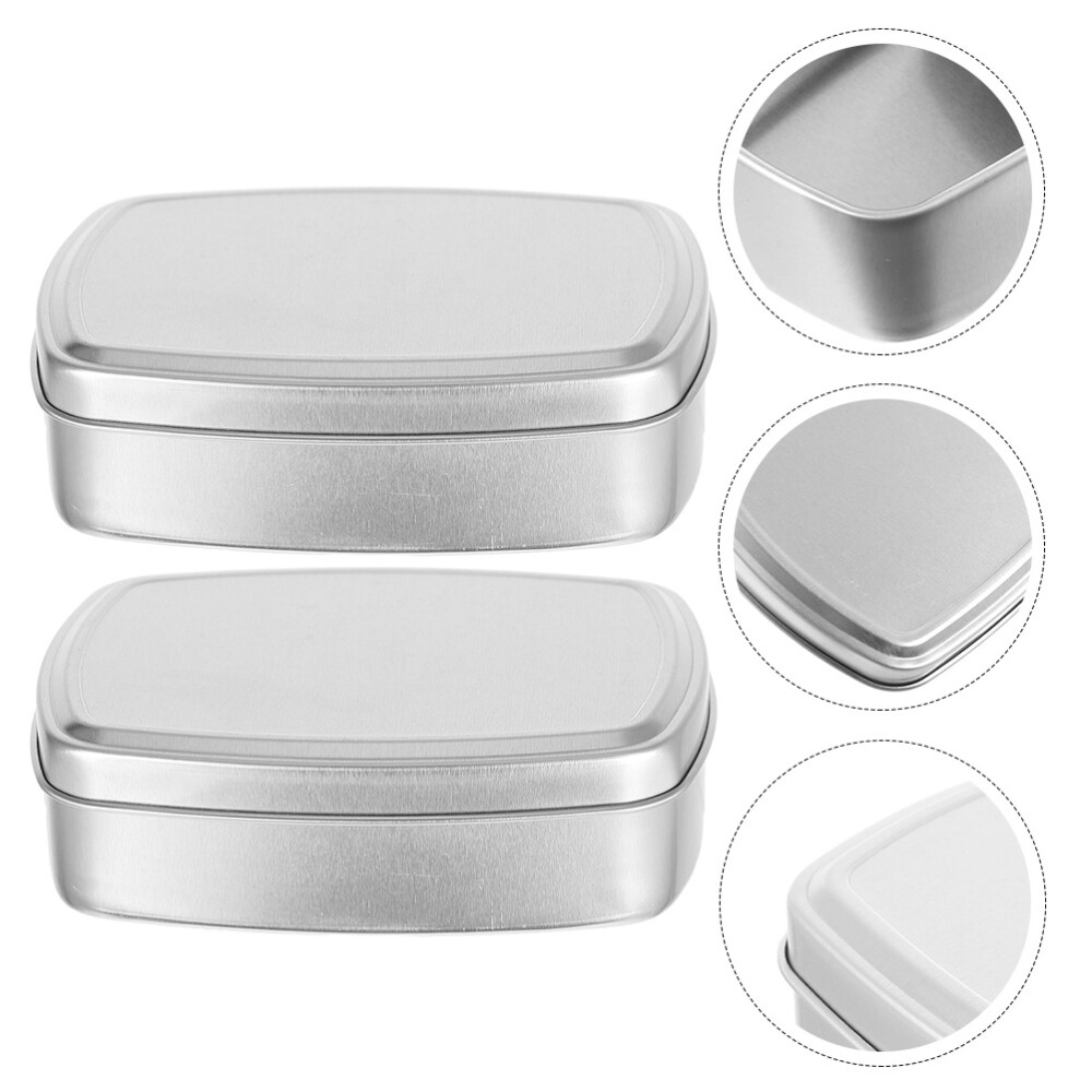 3PCS Travel Soap Container Soap Boxes Tin Cookie Box Rectangular Metal Tin