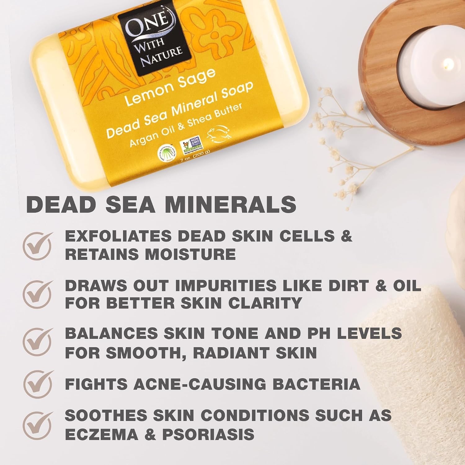 Dead Sea Salt Lemon Sage Soap 7oz 3-Pack – Luxurious Exfoliating Bars for All…