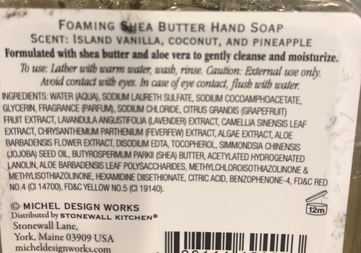 SHEA BUTTER FOAMING HAND SOAP Vanilla Palm Michel Design Works 17.8 Oz